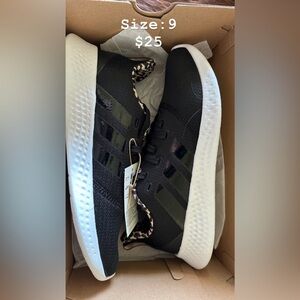 These are adidas that are all black with cheetah print on the inside!